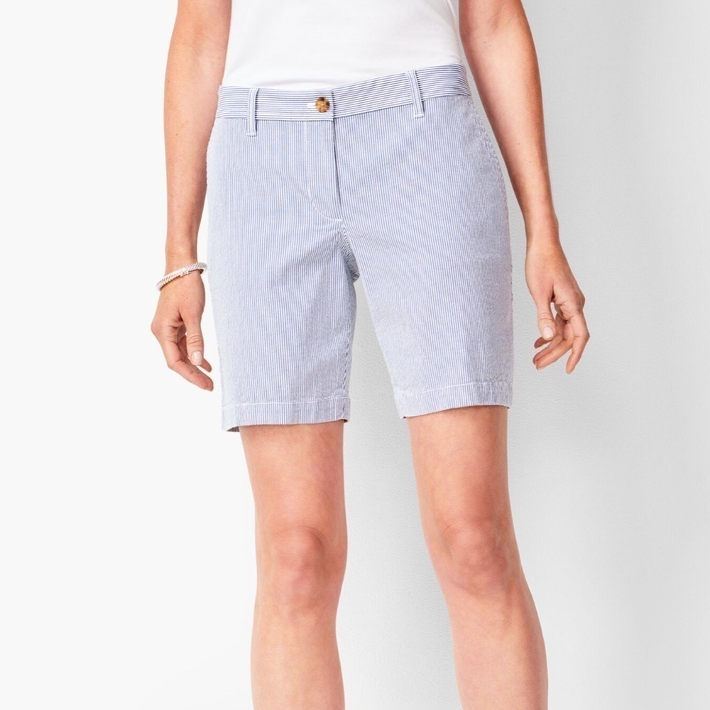 Talbots The Perfect Short Blue Striped Shorts